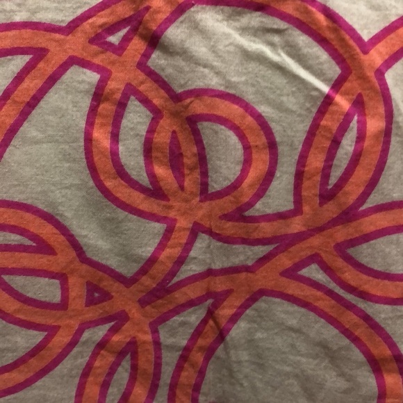 Gretchen Scott cotton tunic blouse beach cover-up size M orange pink geo pattern - Picture 5 of 8